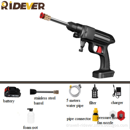 Ridever 21V 30000MA Stainless Steel Barrel 65 Minutes Working Time Car Wash High Pressure Washer Machine Car Washer